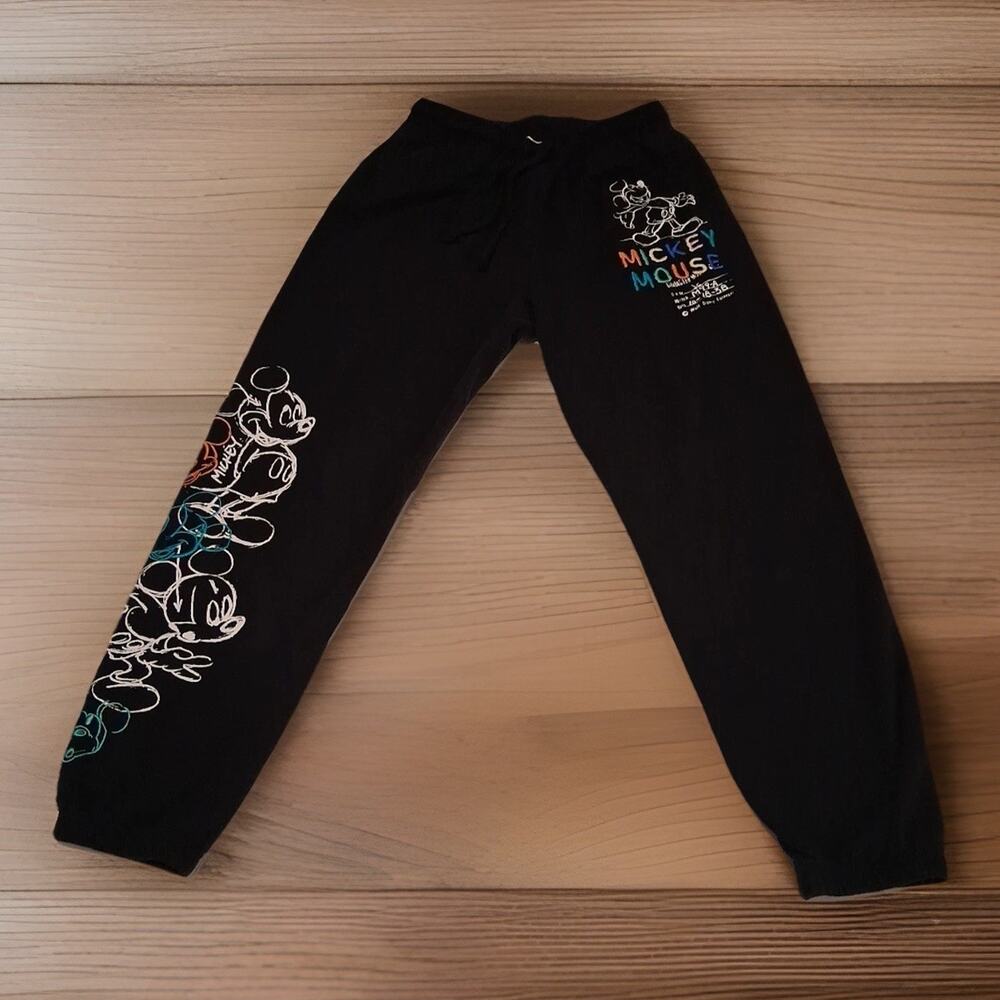 Disney Sweatpant Women M Junior Mickey Mouse Embroider Spell Out Party Core Ex